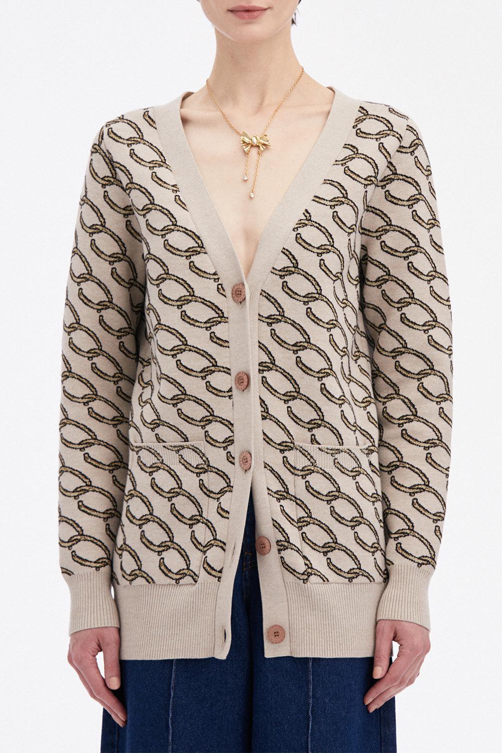Oscar Chain-Link Long Cardigan - Image 3
