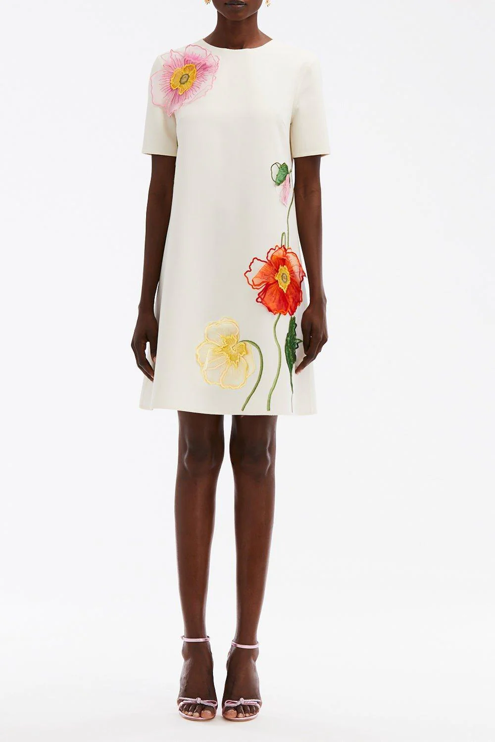 Painted Poppies Shift Dress - Ivory - Image 3