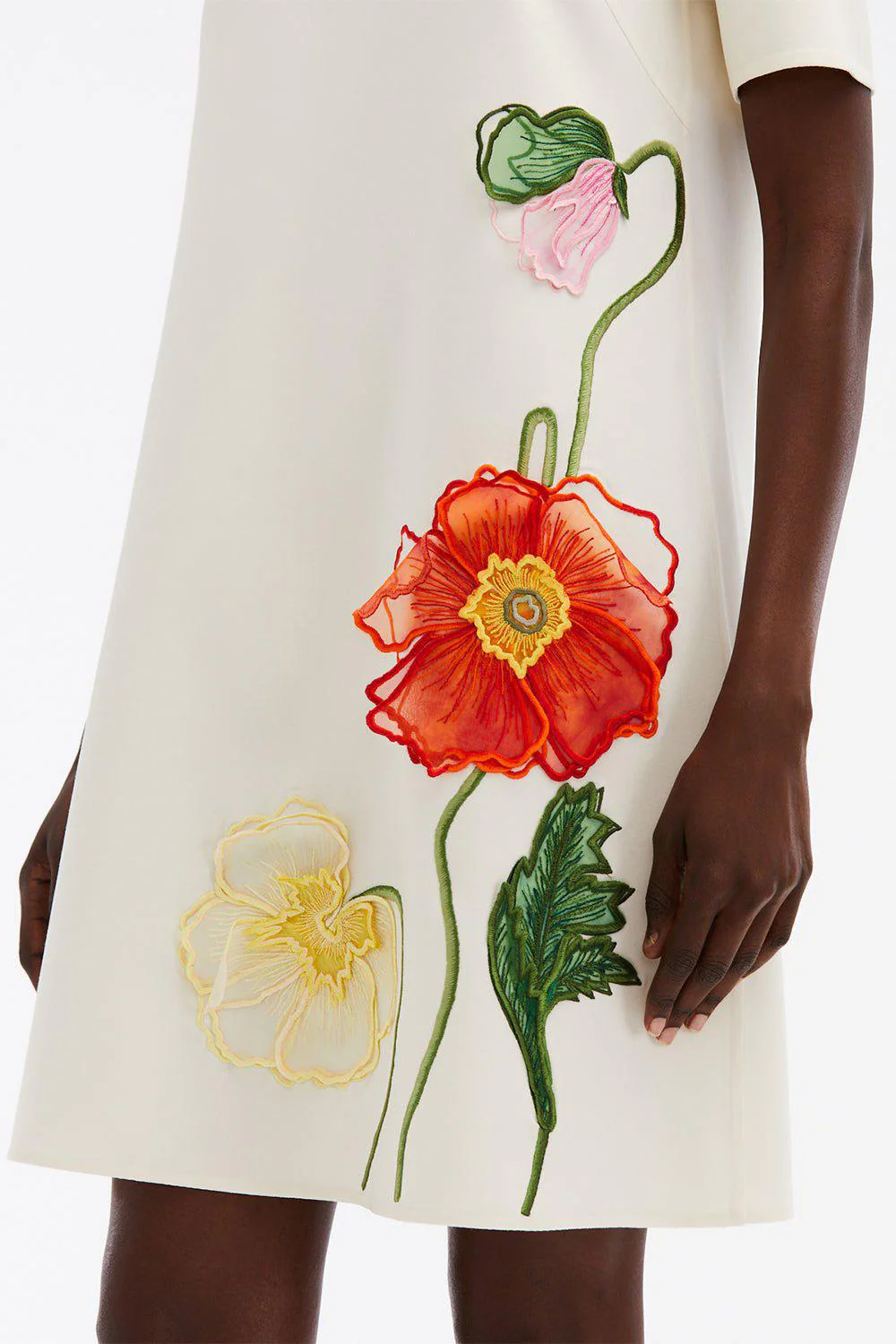 Painted Poppies Shift Dress - Ivory - Image 4