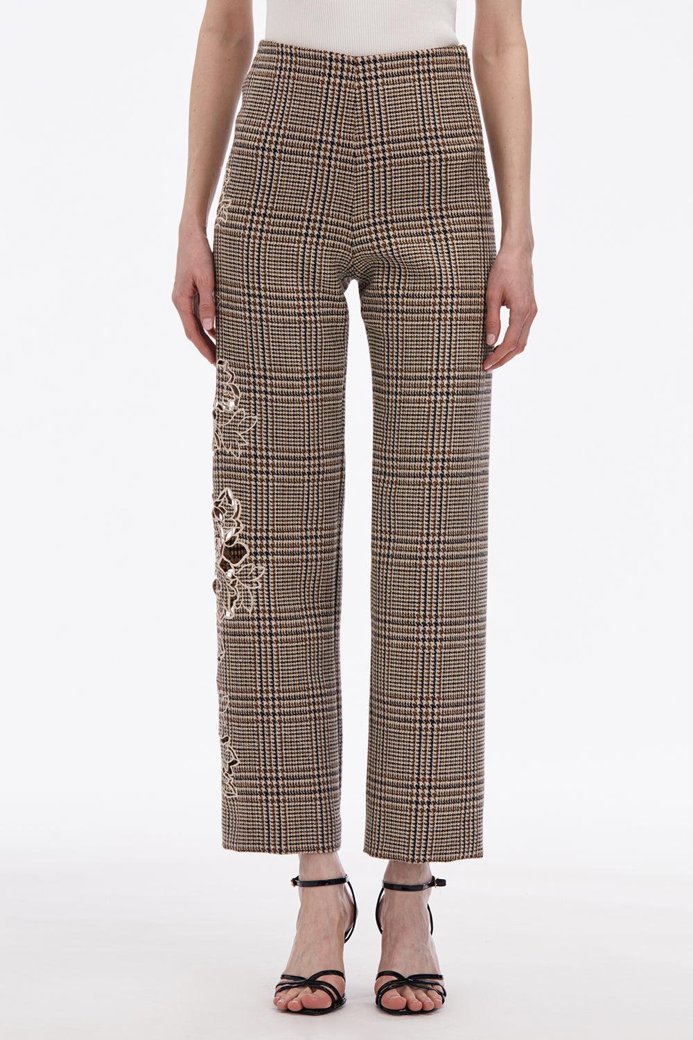 Peony Appliqué Plaid Pant - Image 3