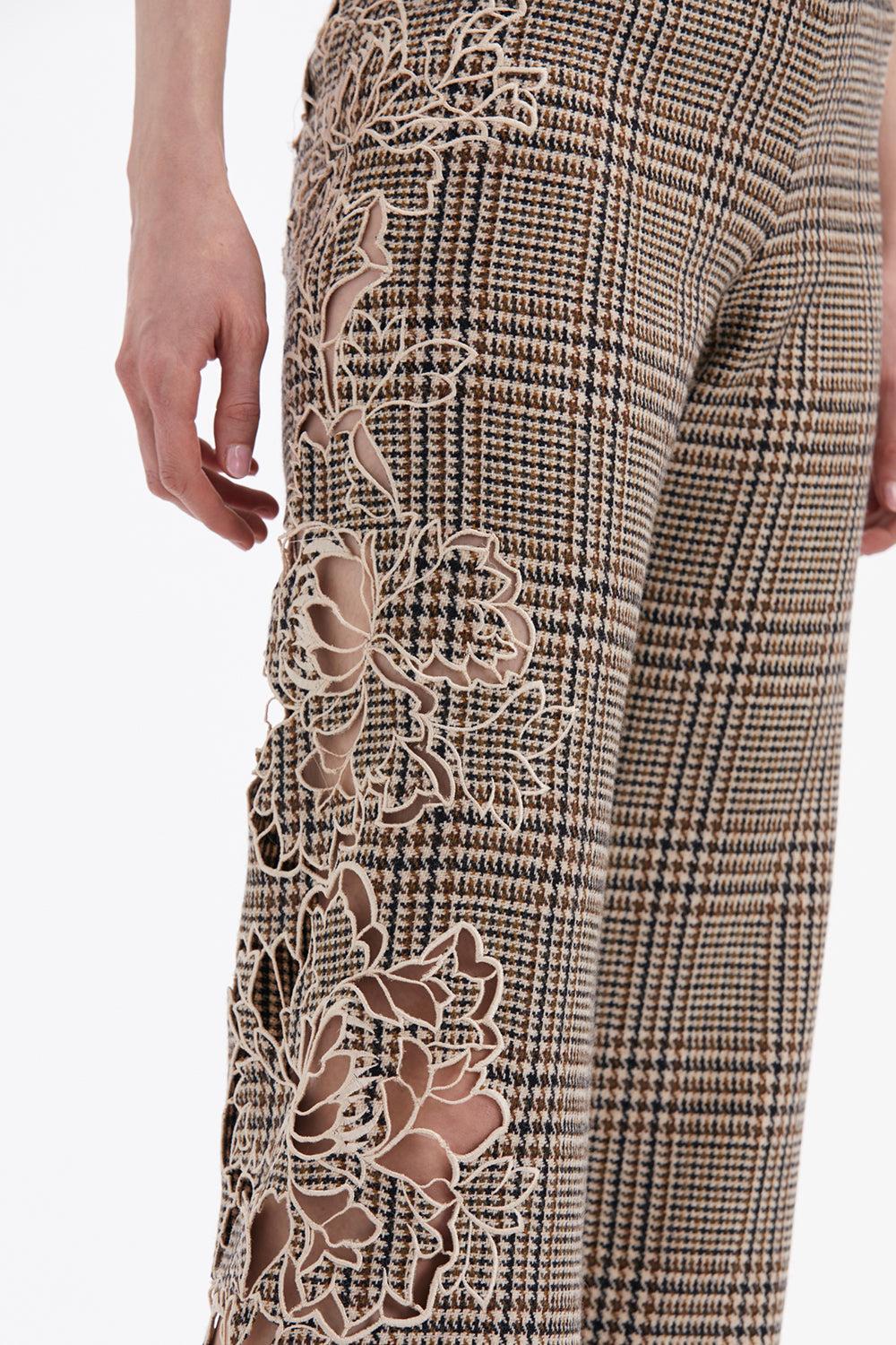 Peony Appliqué Plaid Pant - Image 5