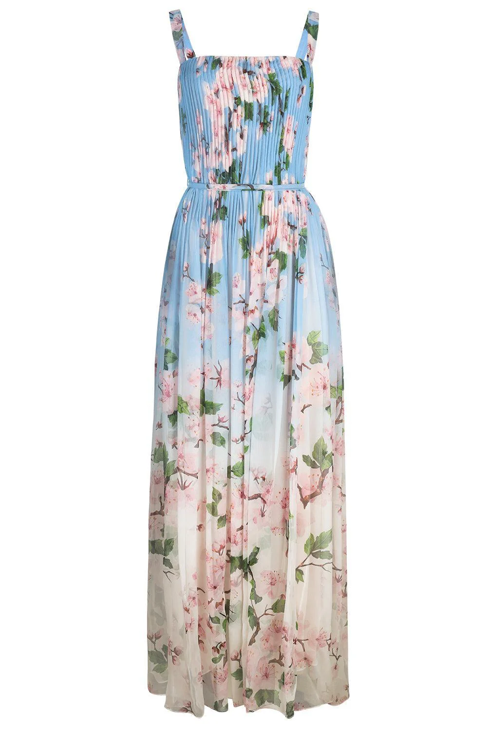 Pleated Ombre Cherry Blossom Gown