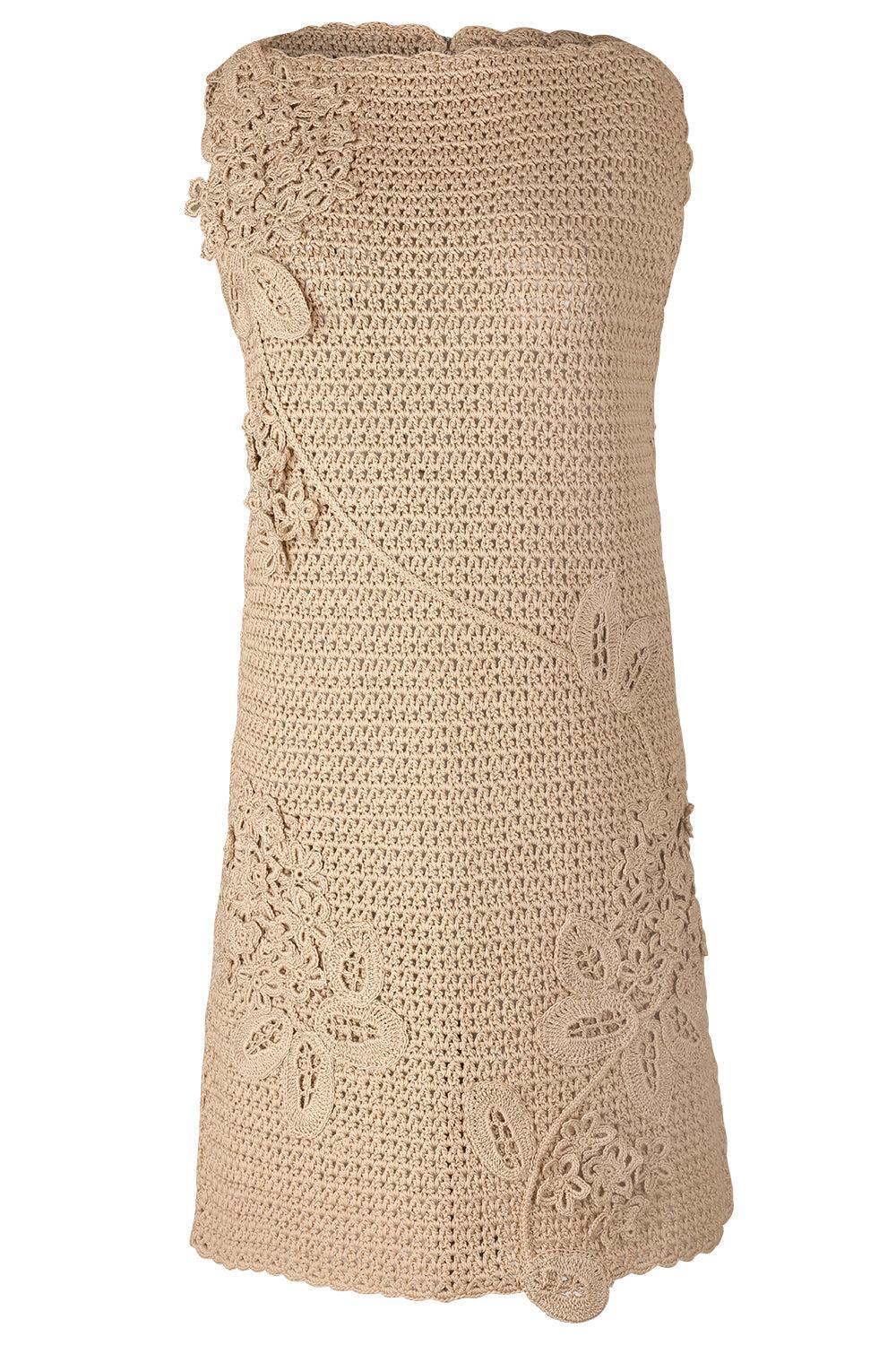Porcelain Flower Motif Crochet Dress
