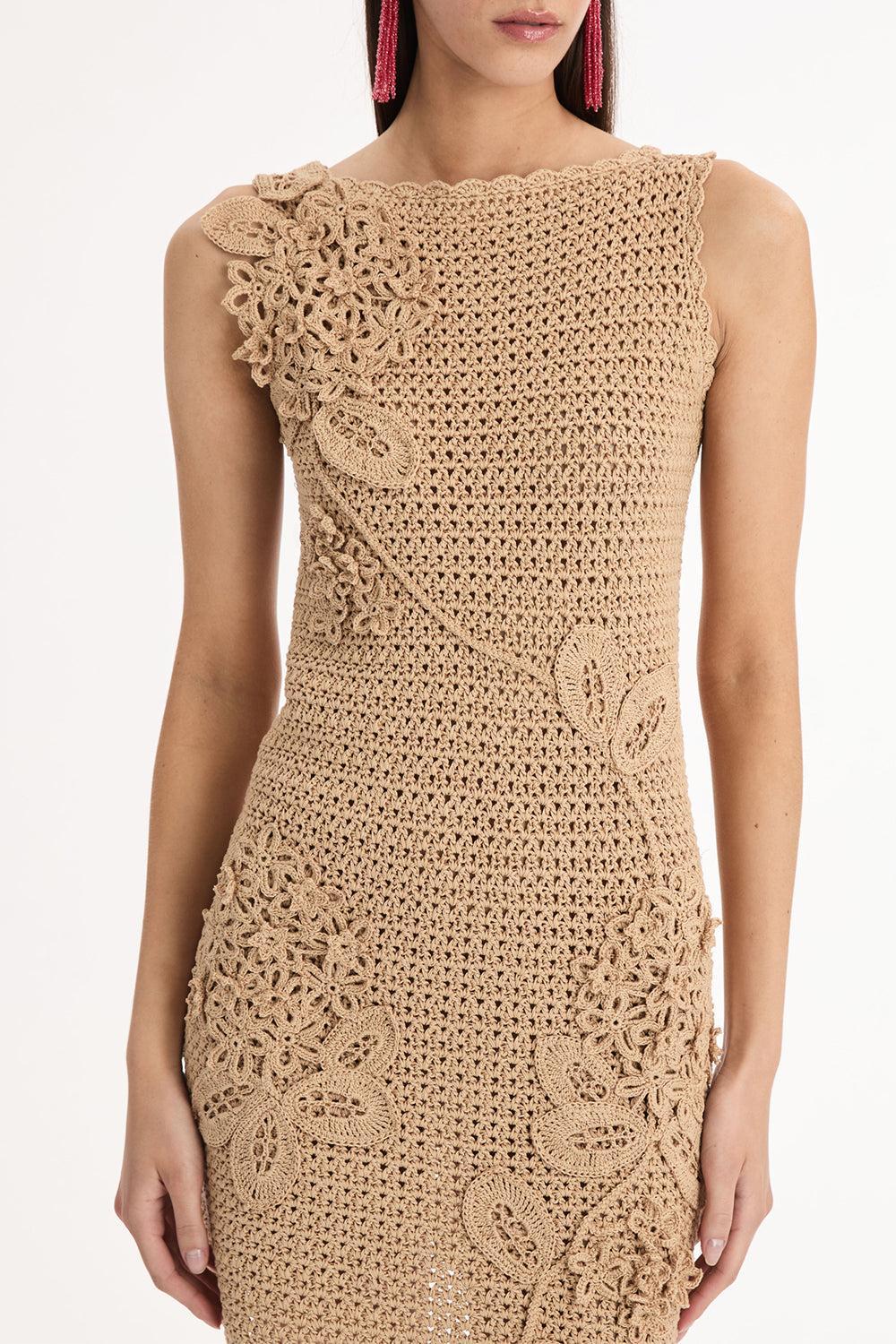 Porcelain Flower Motif Crochet Dress - Image 3