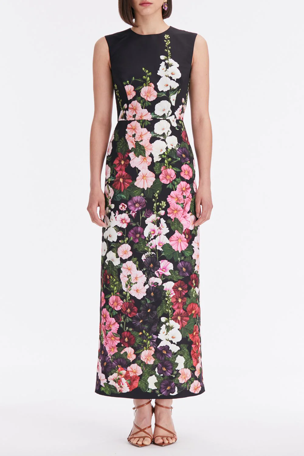 Print Faille Column Gown