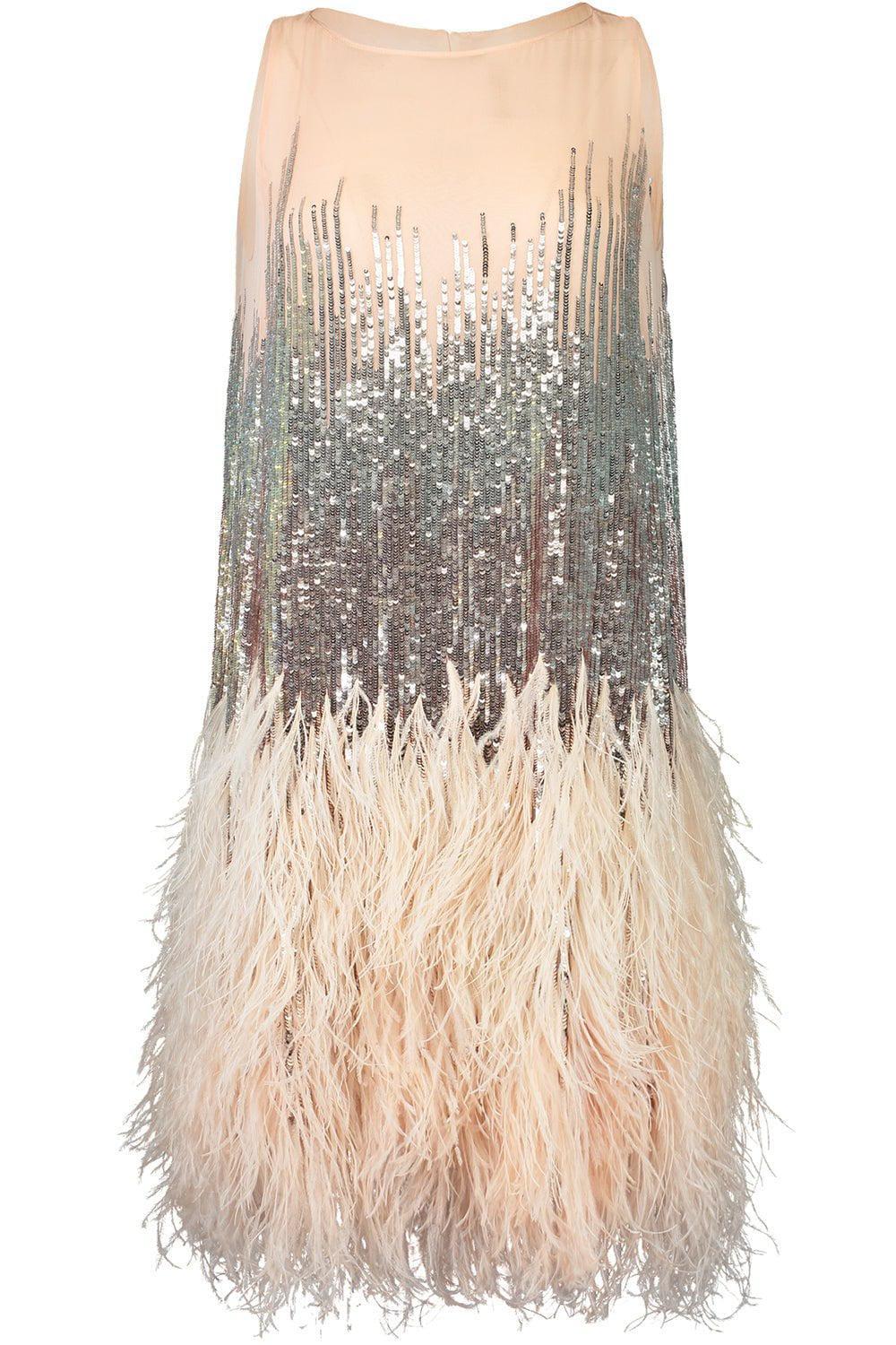Sequin Feather Cocktail Dress
