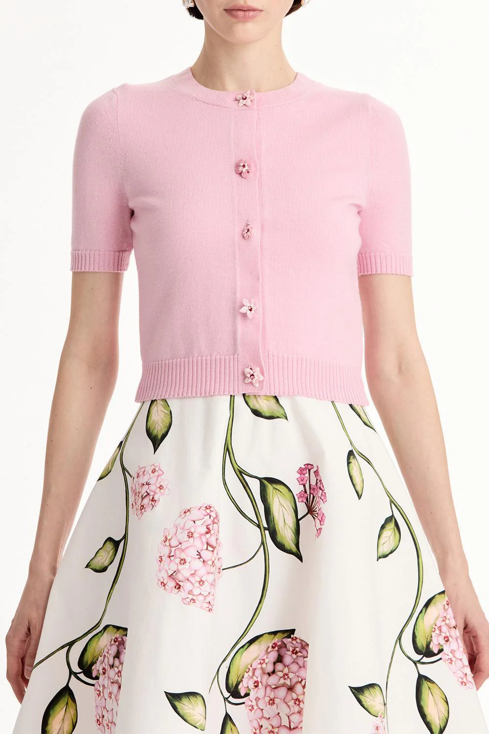 Short Sleeve Cardigan - Pink - Image 3