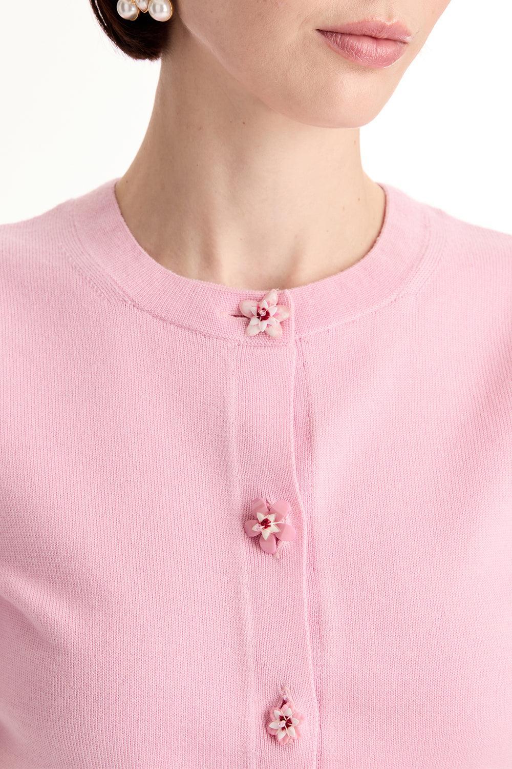 Short Sleeve Cardigan - Pink - Image 4