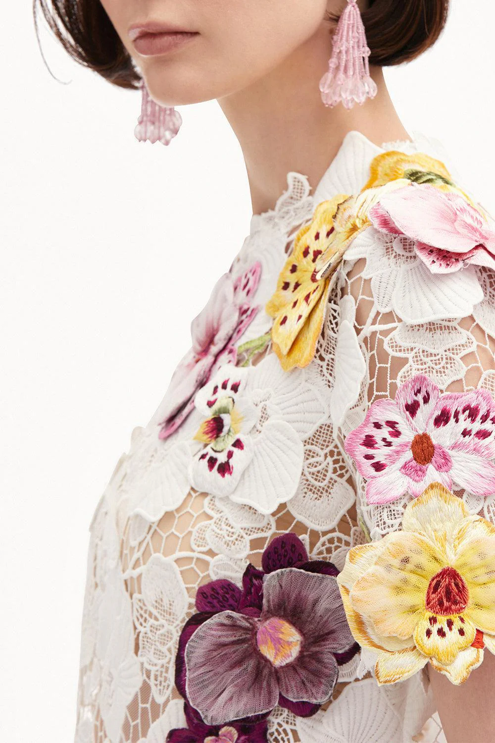 Short Sleeve Orchid Threadwork Blouse - Image 3