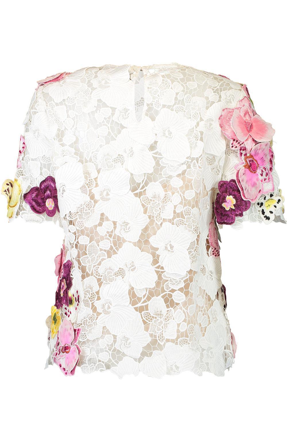 Short Sleeve Orchid Threadwork Blouse - Image 5