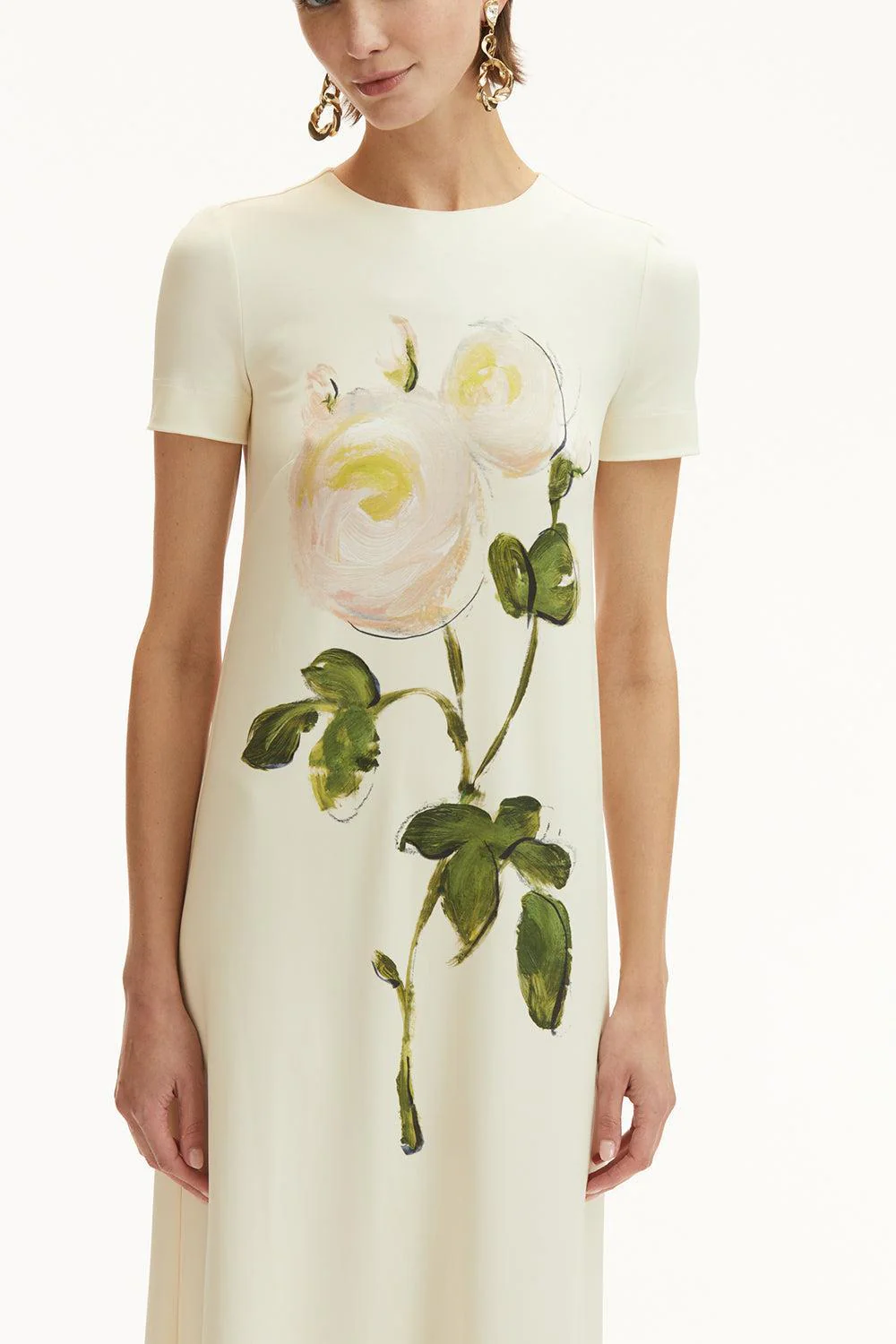Short Sleeve Painted Roses Dress - Image 4