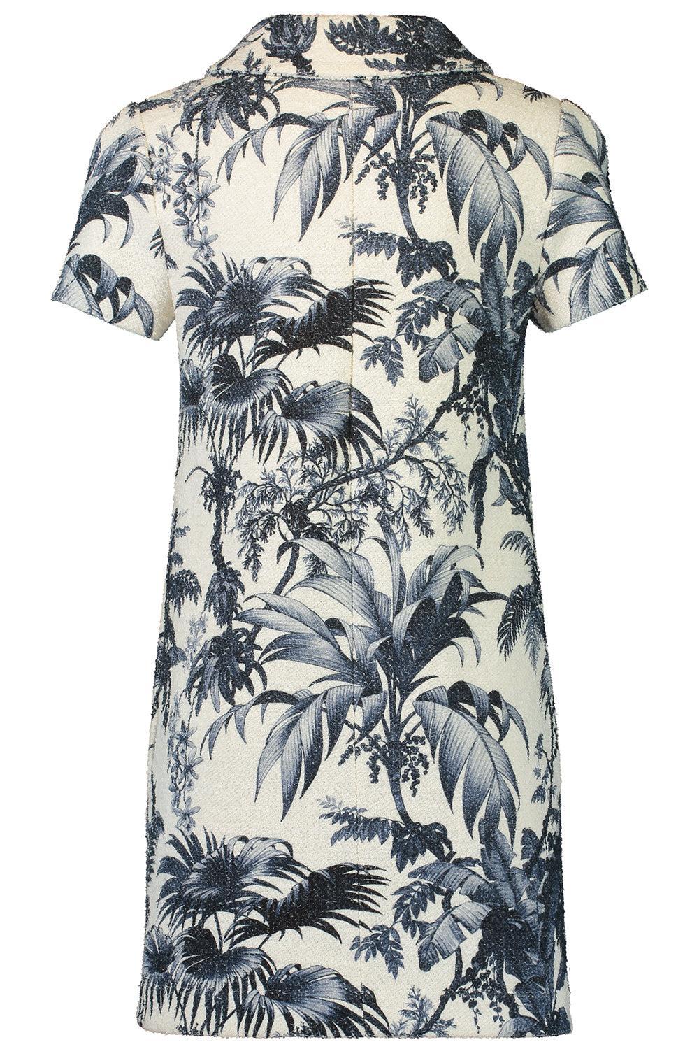 Short Sleeve Palm Leaves Printed Day Dress - Image 5