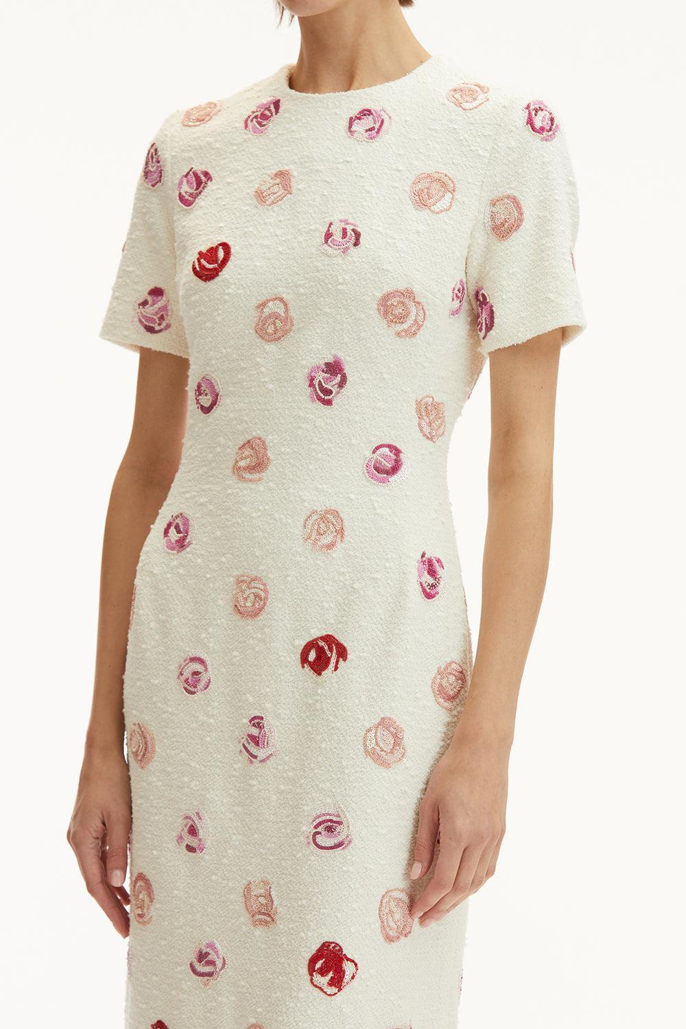 Short Sleeve Rose Embroidered Dress - Image 3