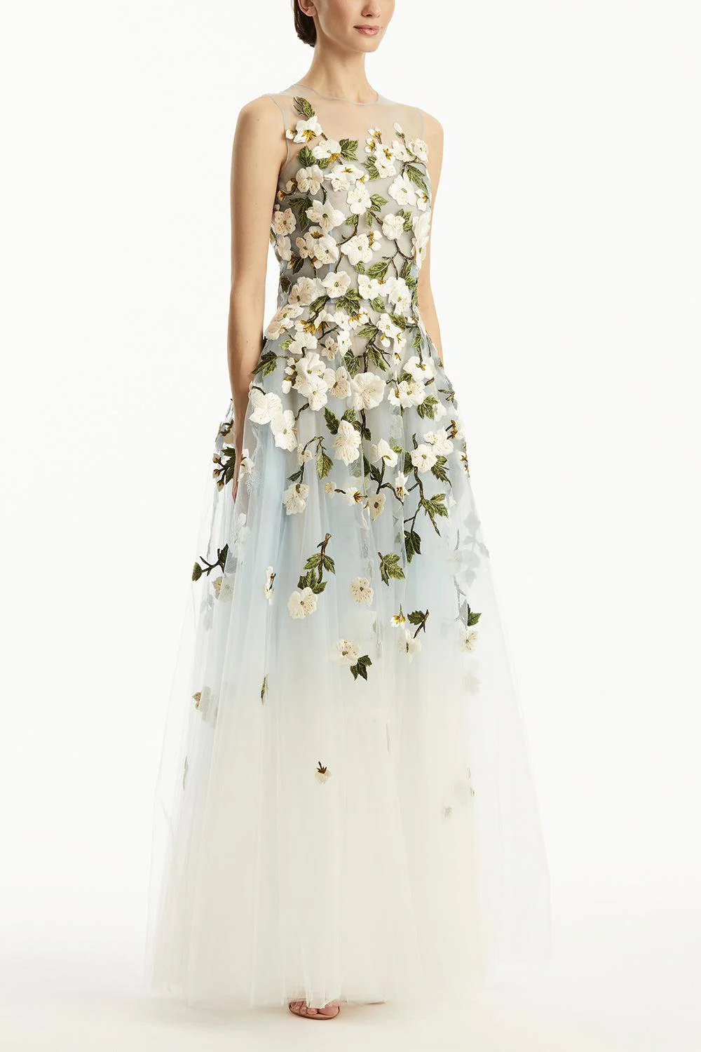 Sleeveless Cherry Blossom Illusion Gown - Image 2