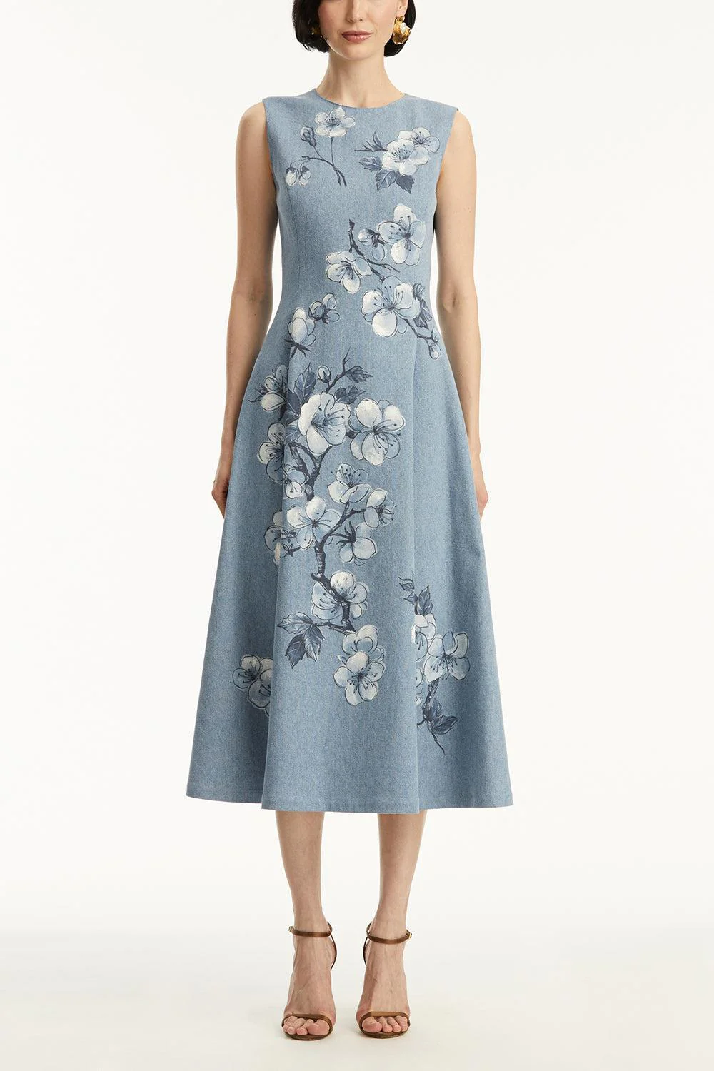Sleeveless Cherry Blossom Printed Dress - Image 4