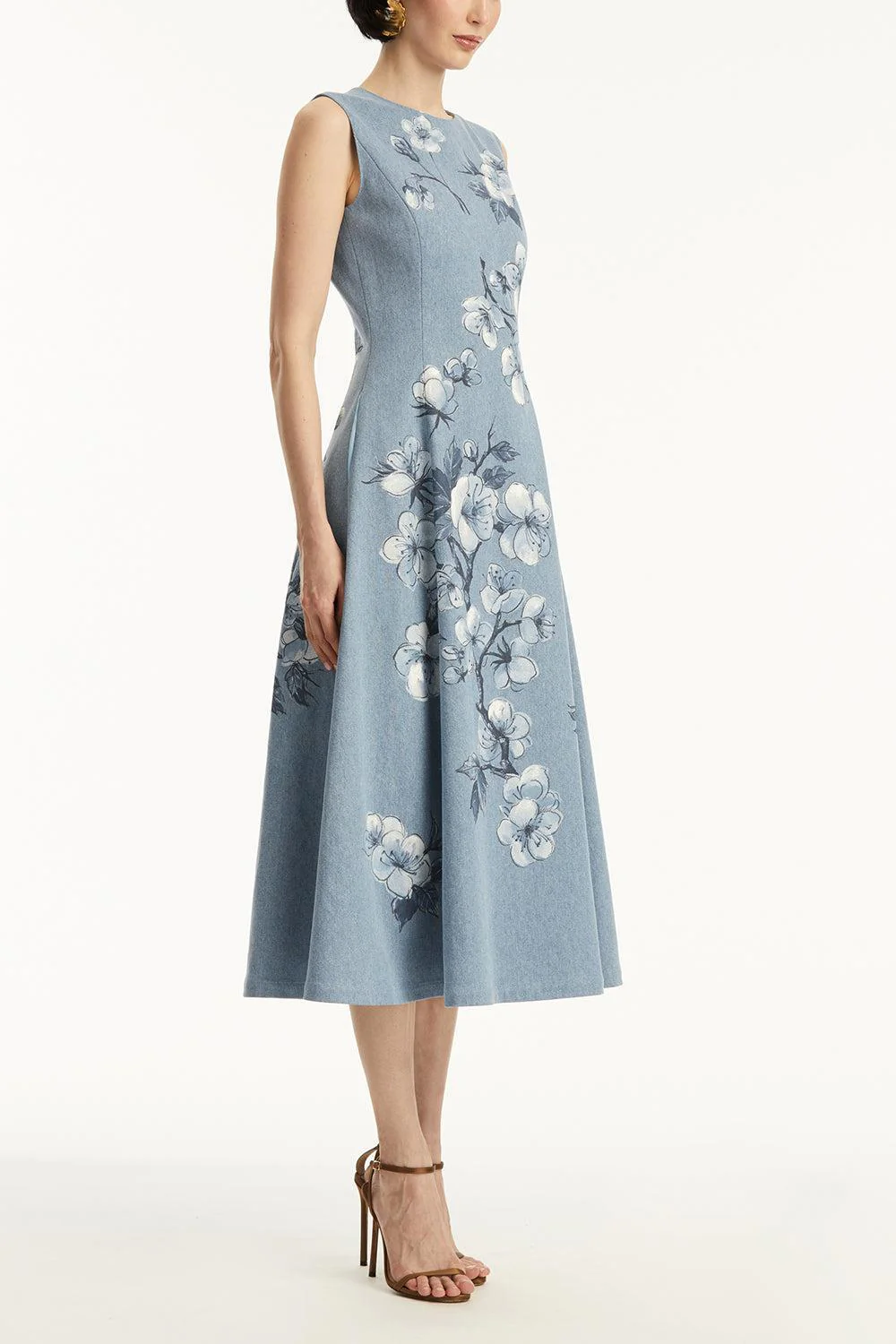 Sleeveless Cherry Blossom Printed Dress - Image 5