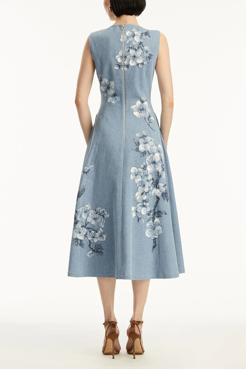 Sleeveless Cherry Blossom Printed Dress - Image 6