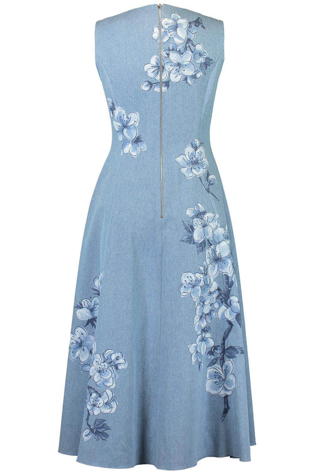Sleeveless Cherry Blossom Printed Dress - Image 7