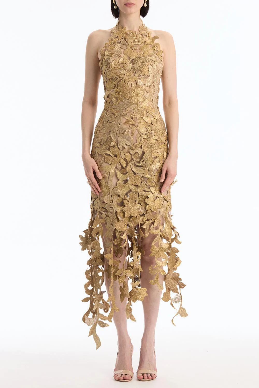 Sleeveless Corded Florals Cocktail Dress