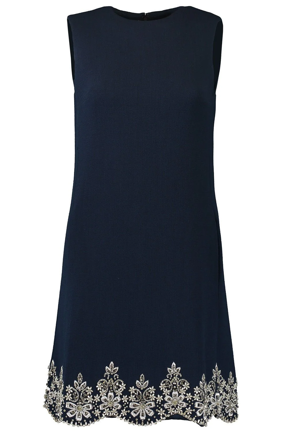 Sleeveless Crystal Scallop Shift Dress