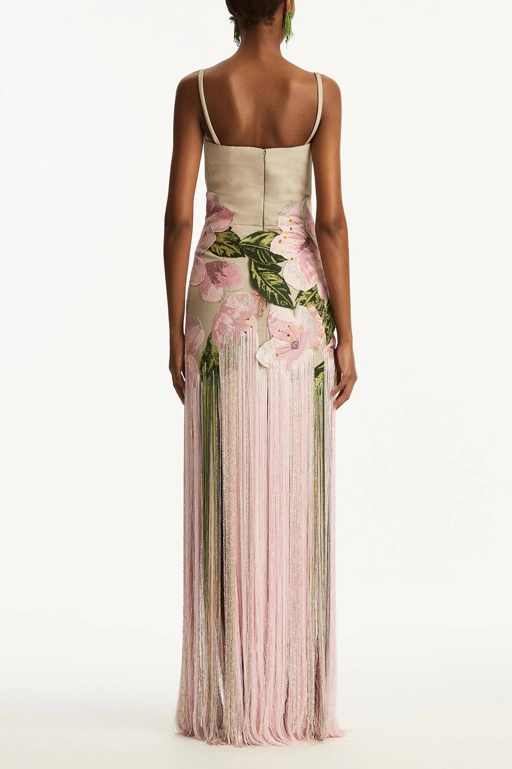 Sleeveless Embroidered Fringe Gown - Image 4