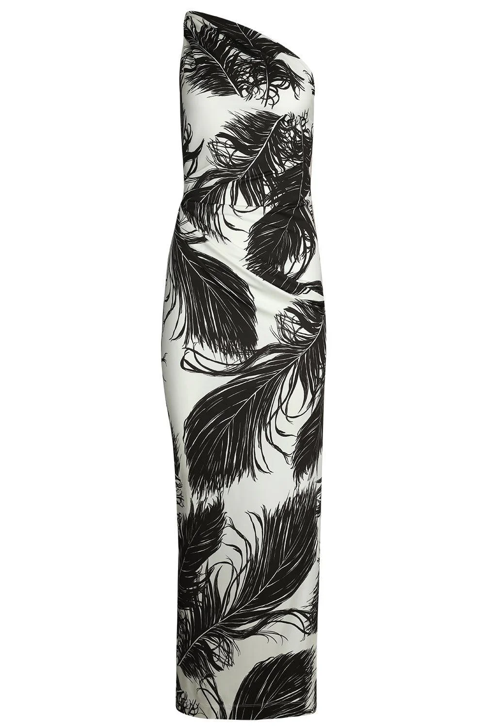 One Shoulder Feather Printed Dress
