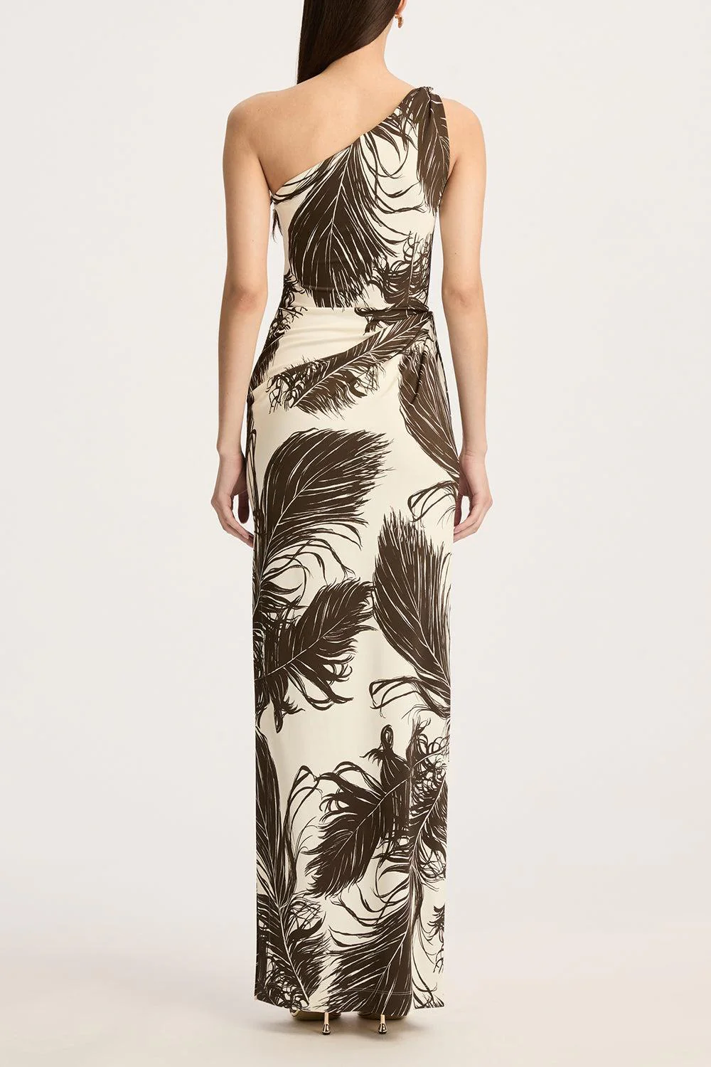 One Shoulder Feather Printed Dress - Image 5