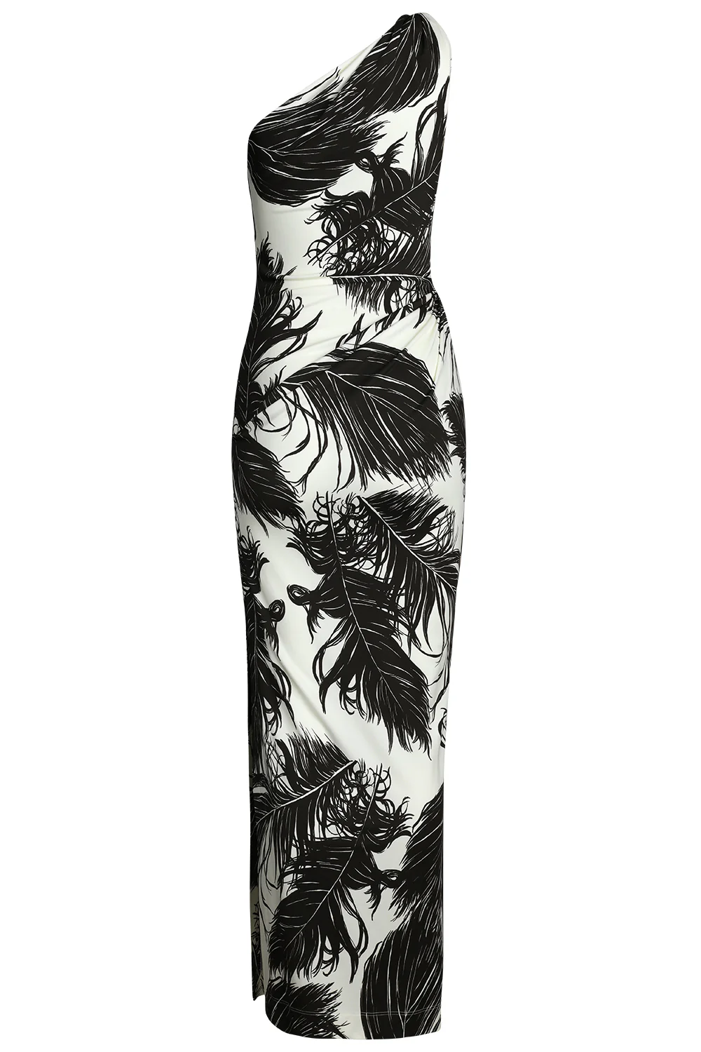 One Shoulder Feather Printed Dress - Image 6