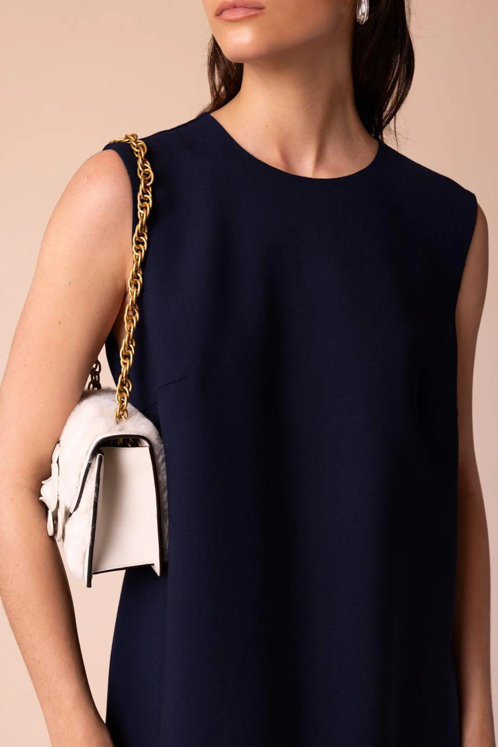 Sleeveless Flounce Mini Dress - Navy - Image 3