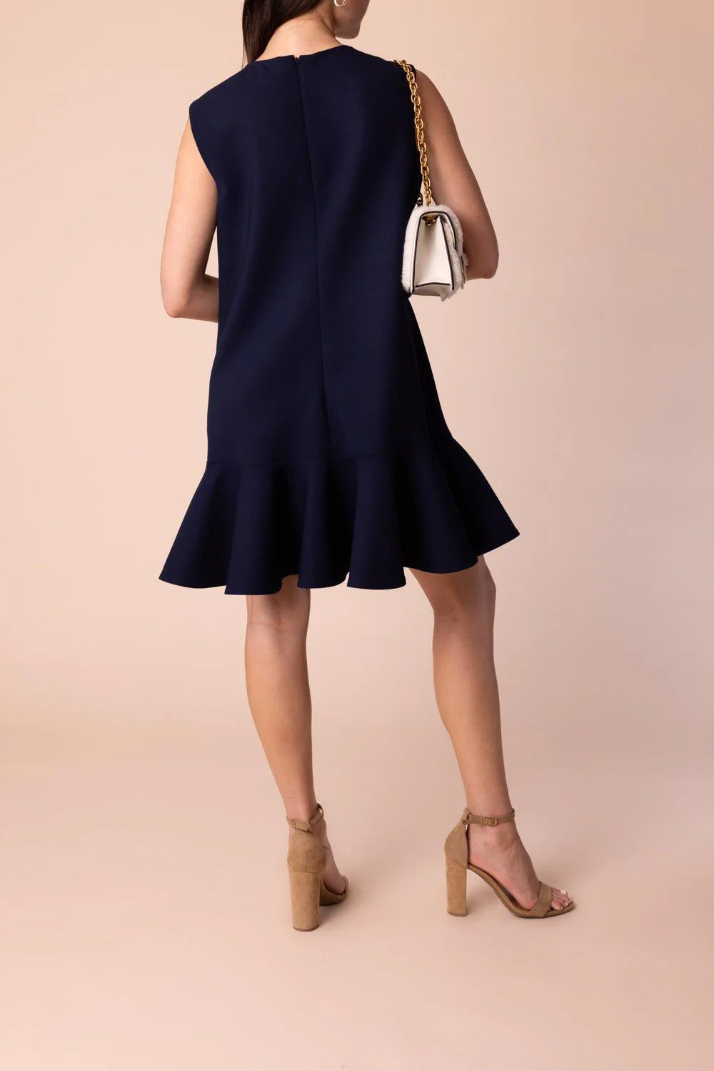 Sleeveless Flounce Mini Dress - Navy - Image 4