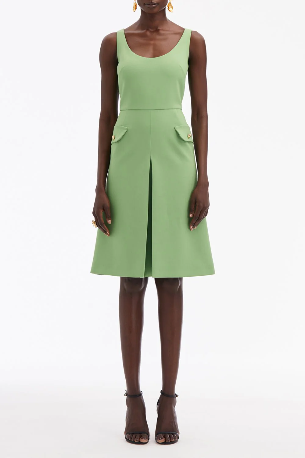 Sleeveless Inverted Button Dress - Image 2
