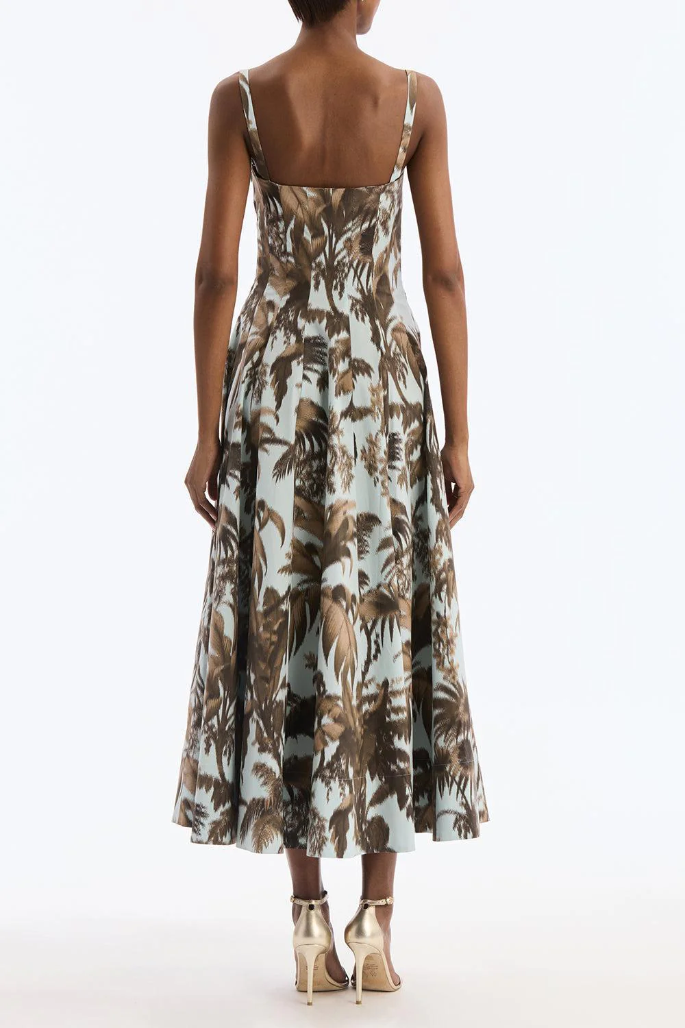 Sleeveless Large Chine Palm Leaves Day Dress - Image 2