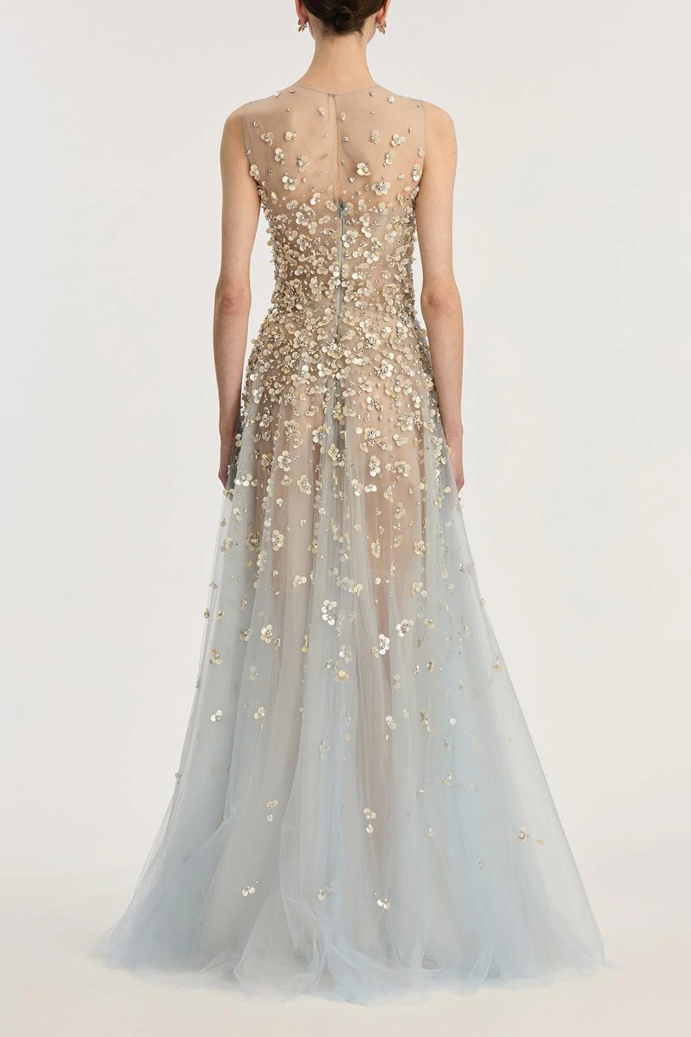 Sleeveless Mother of Pearl Embroidered Gown - Image 4