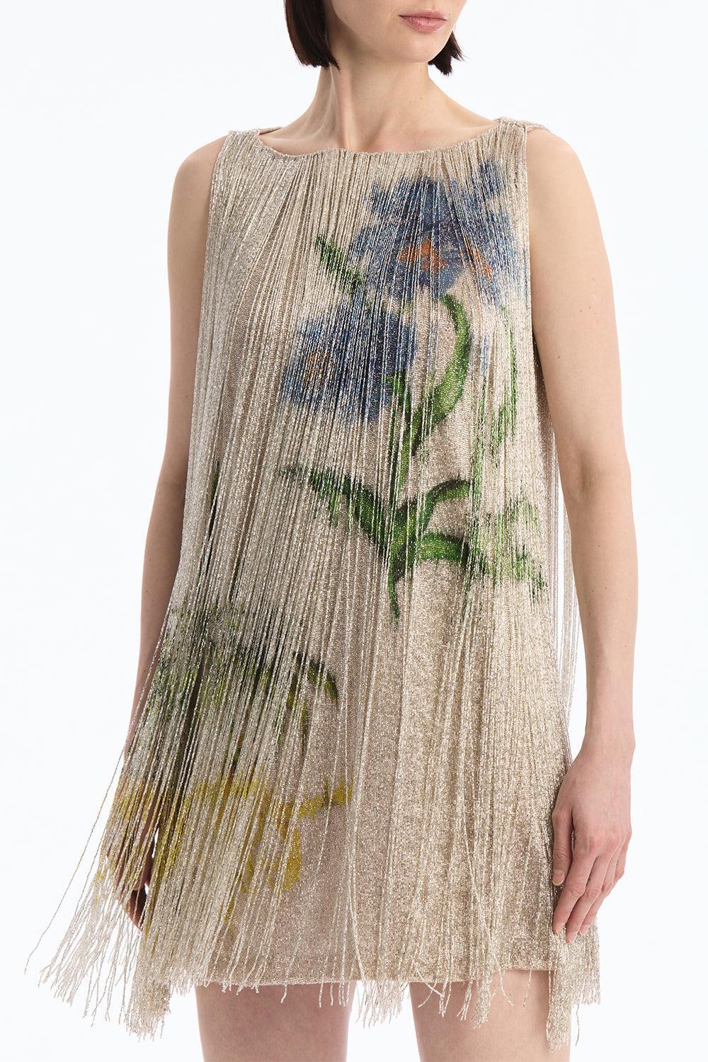 Sleeveless Multi Color Fringe Cocktail Dress - Image 3