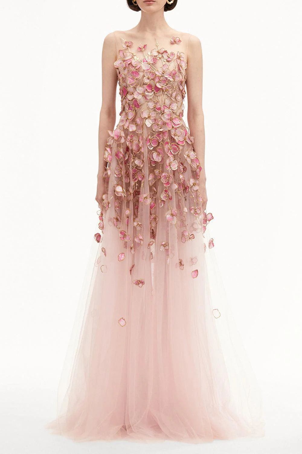 Sleeveless Orchid Embroidered Gown