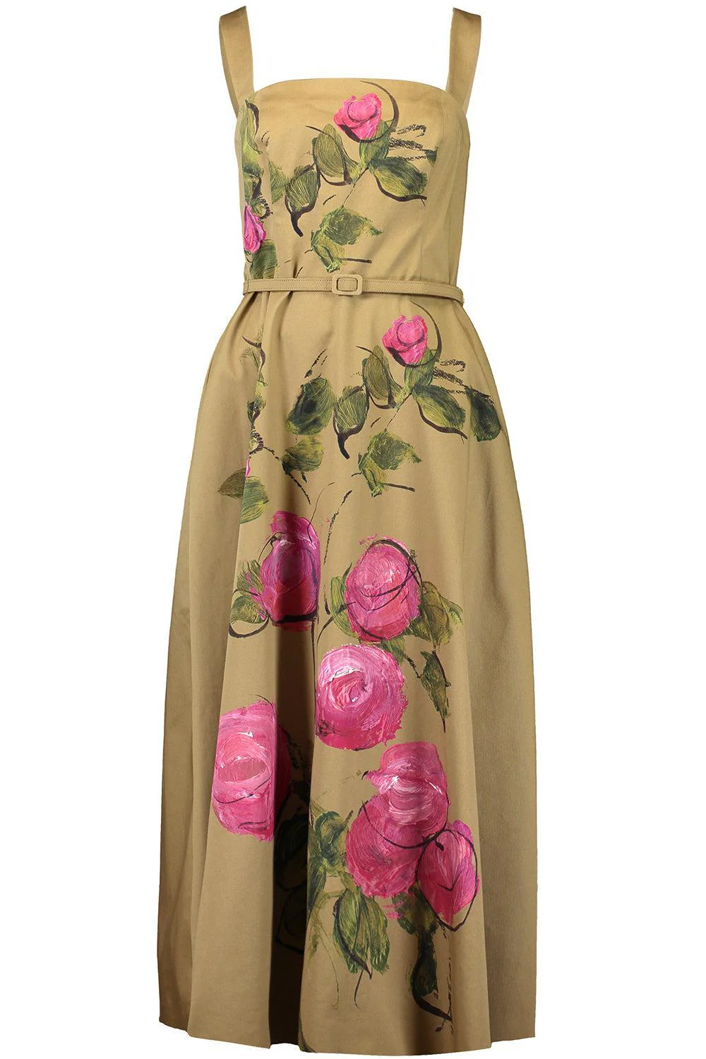 Sleeveless Painted Roses Dress