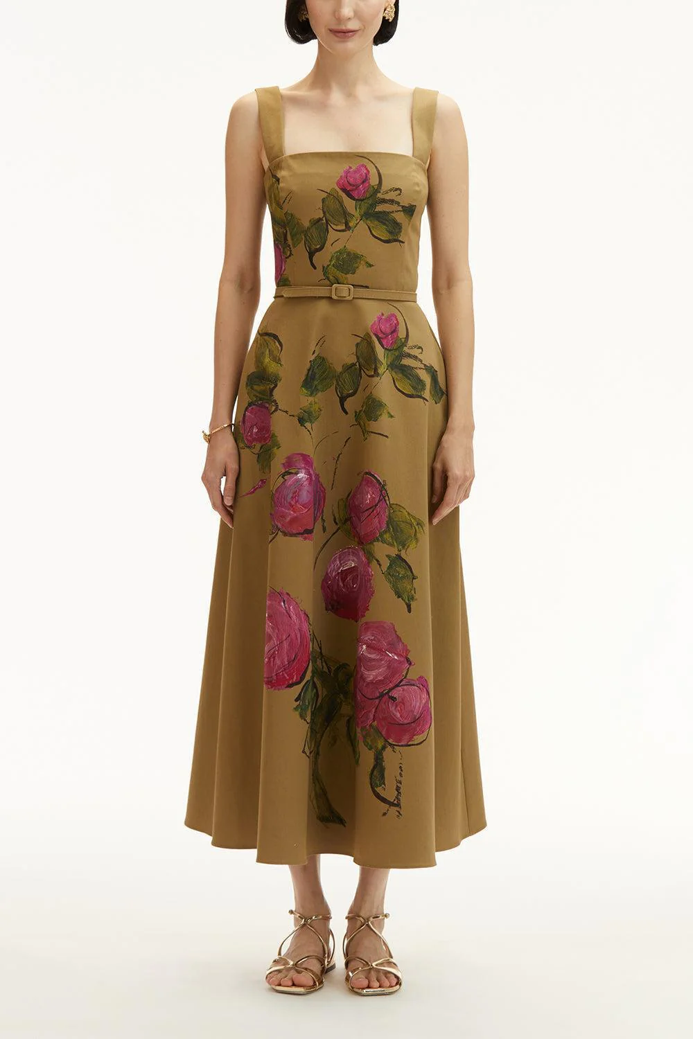Sleeveless Painted Roses Dress - Image 2