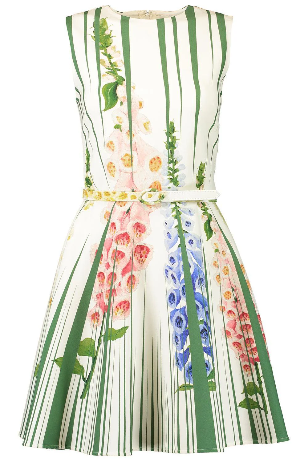 Sleeveless Pleated Foxgloves Dress