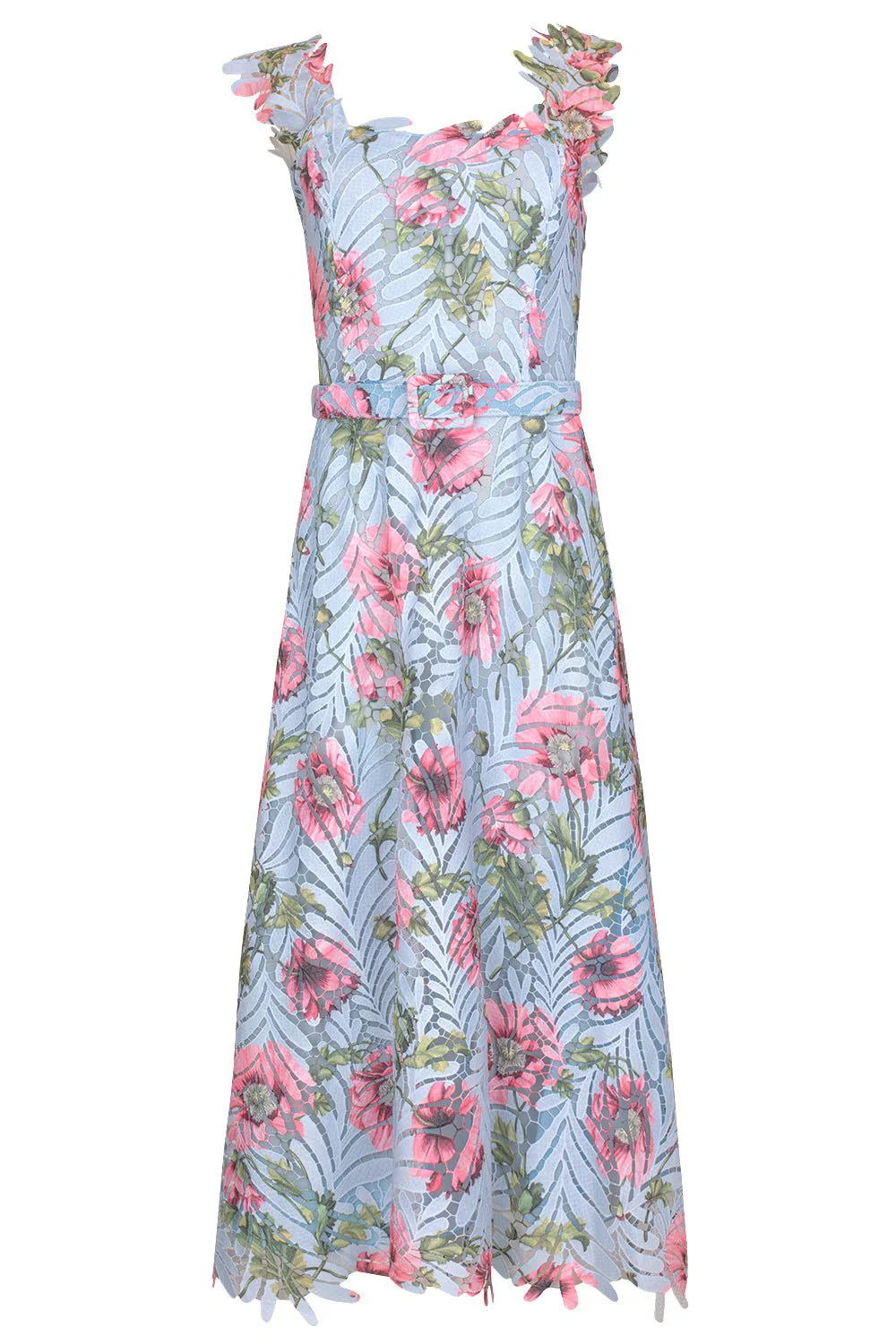 Sleeveless Poppies Printed Dress