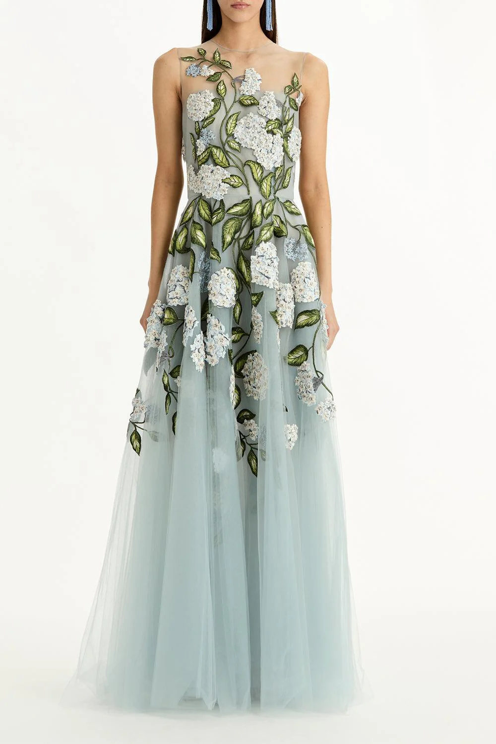 Sleeveless Porcelain Flower Gown