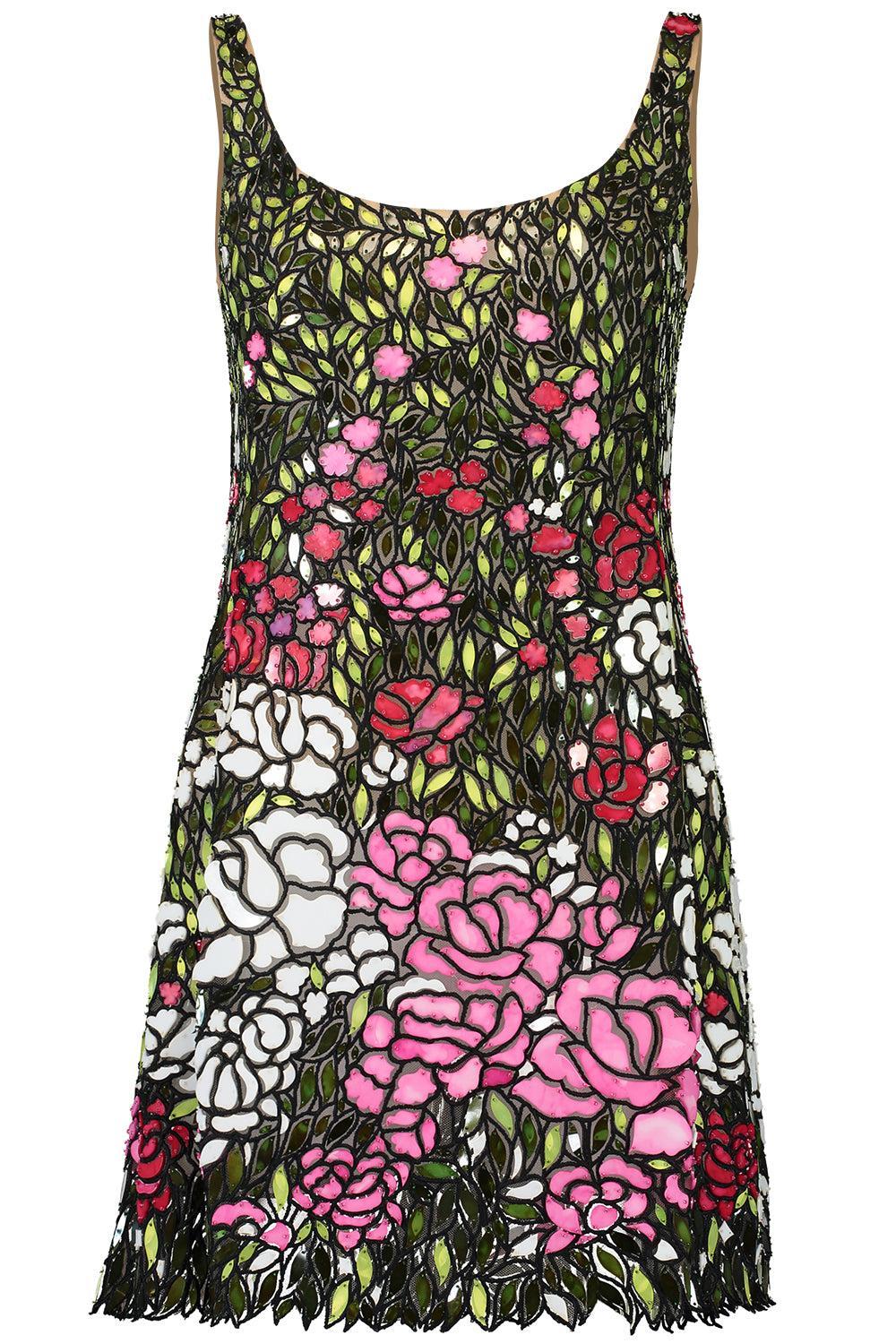 Sleeveless Scoop Neck English Rose Field Cocktail Dress