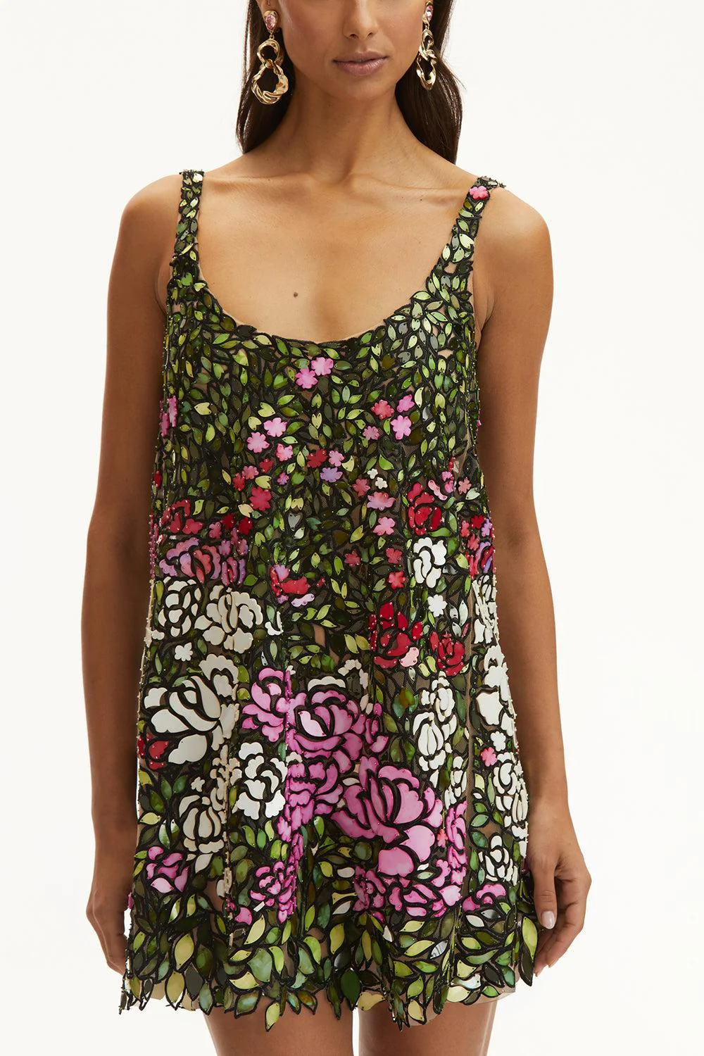 Sleeveless Scoop Neck English Rose Field Cocktail Dress - Image 2