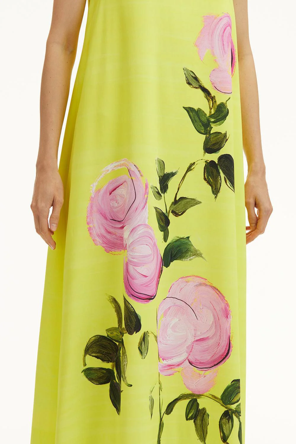 Sleeveless Scoop Neck Painted Roses Dress - Image 4