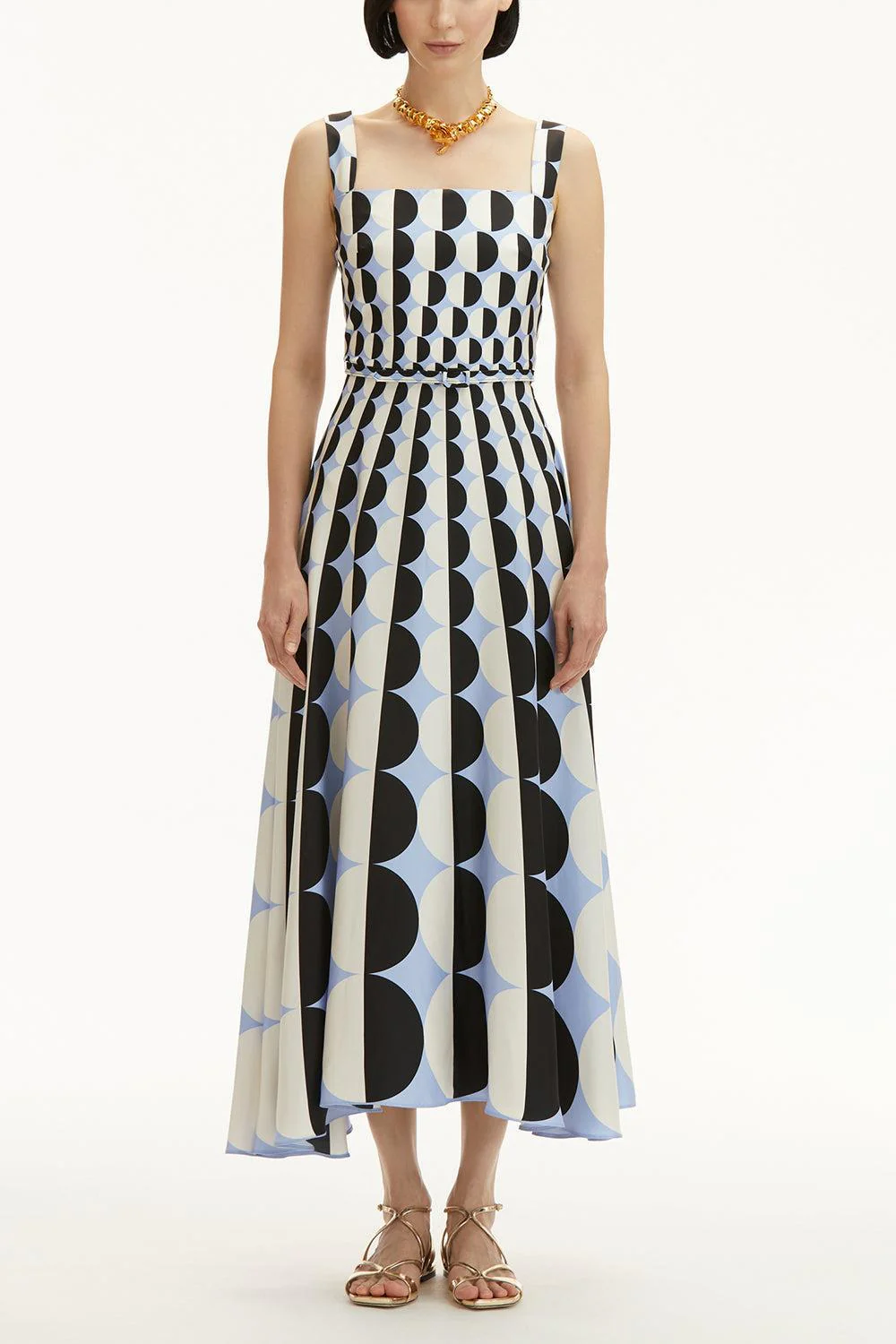 Sleeveless Square Neck Geo Dress - Image 2