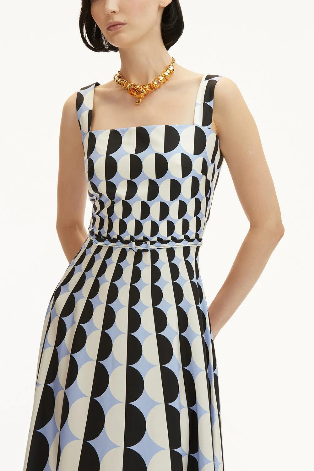 Sleeveless Square Neck Geo Dress - Image 4
