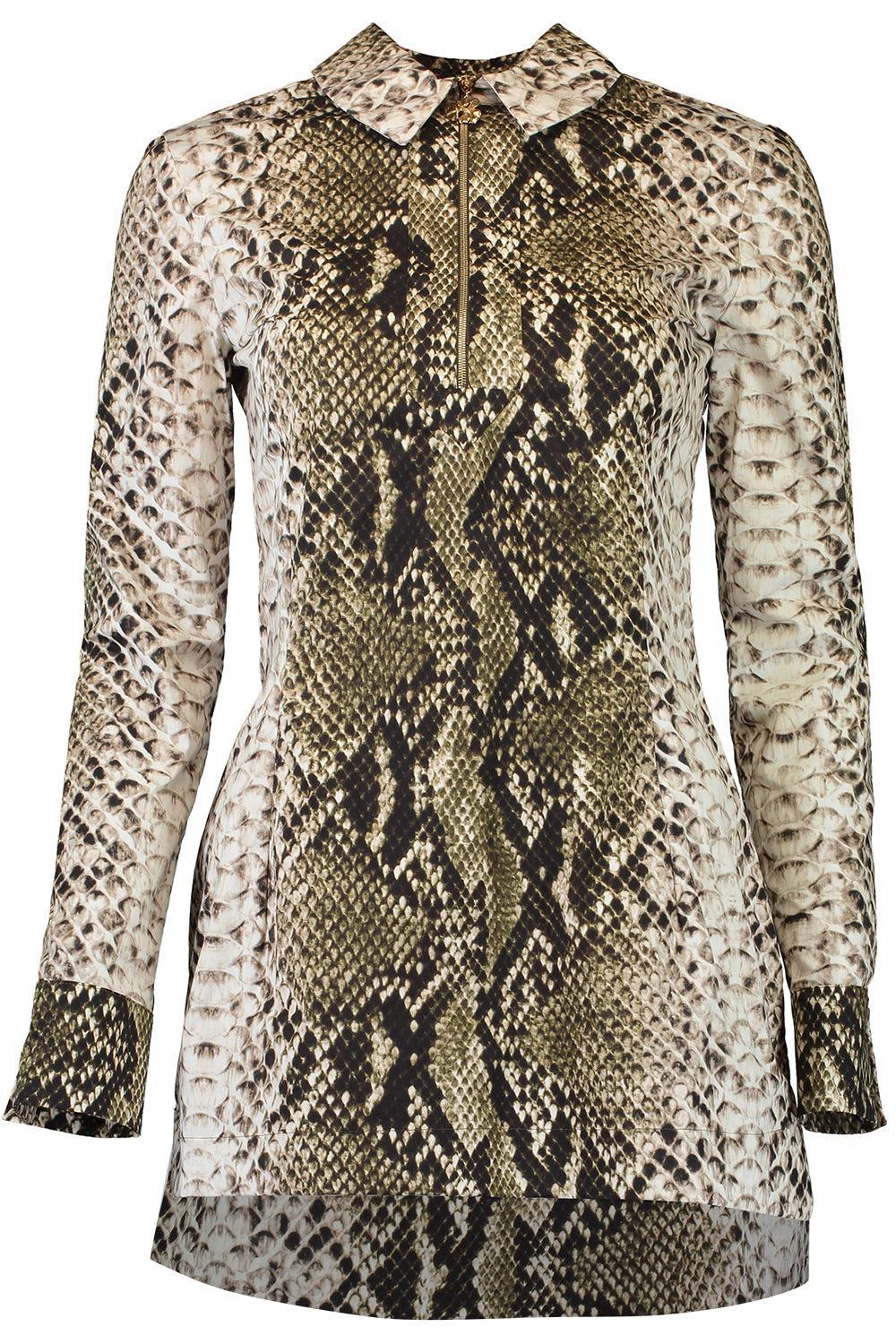 Snake Poplin Shirt Dress