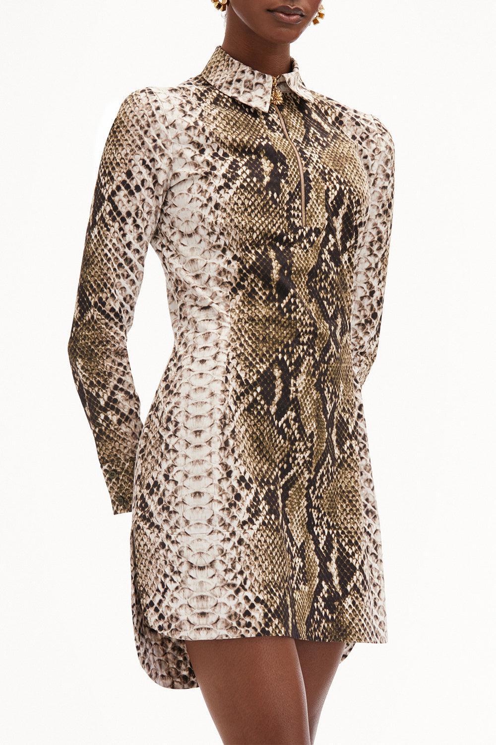Snake Poplin Shirt Dress - Image 3