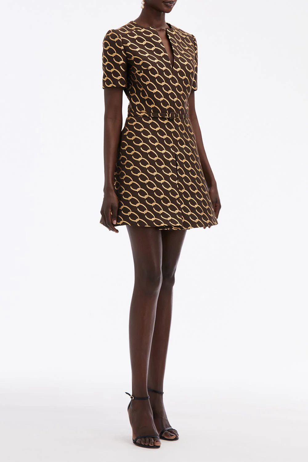 Split Neck Logo Chain Dress - Image 3