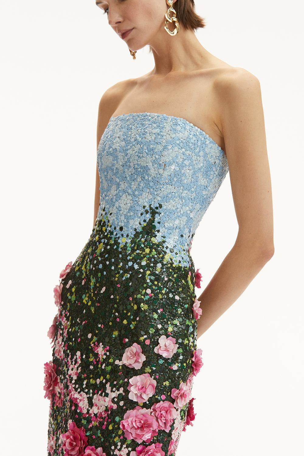 Strapless English Rose Embroidered Gown - Image 2