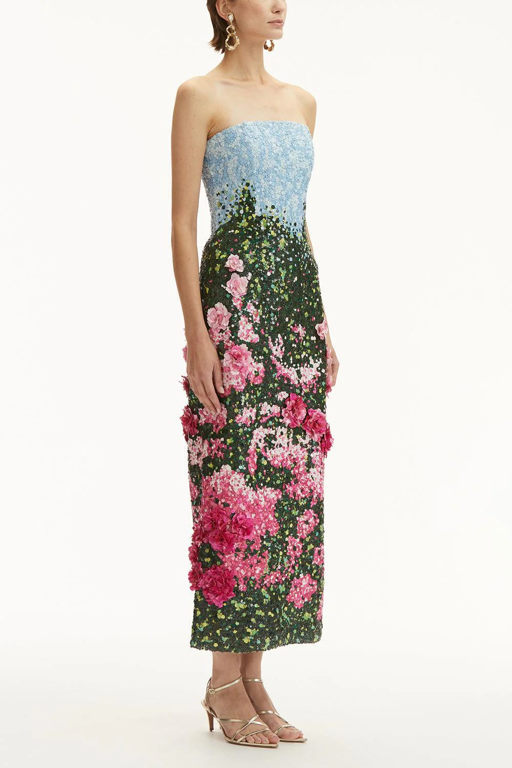 Strapless English Rose Embroidered Gown - Image 3
